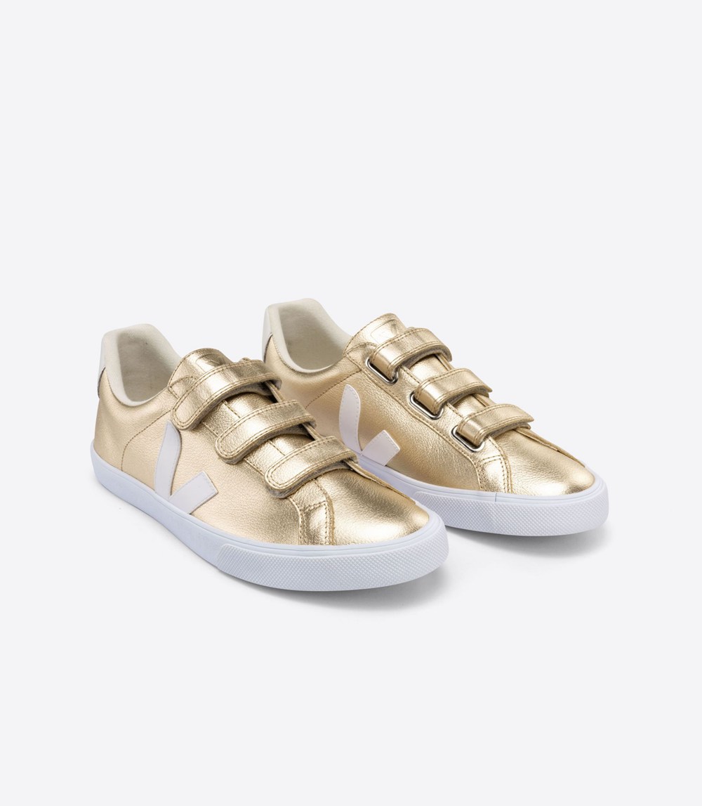 Veja Sneakers Dama - 3-Lock Piele - Aurii/Albi - 9603745-FY